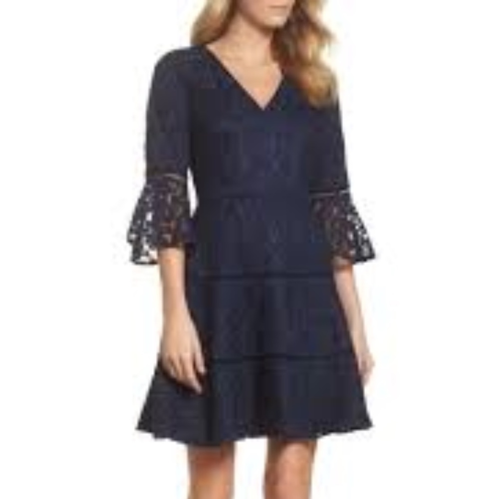 Navy Blue Lace Elza J cocktail dress, Size 6